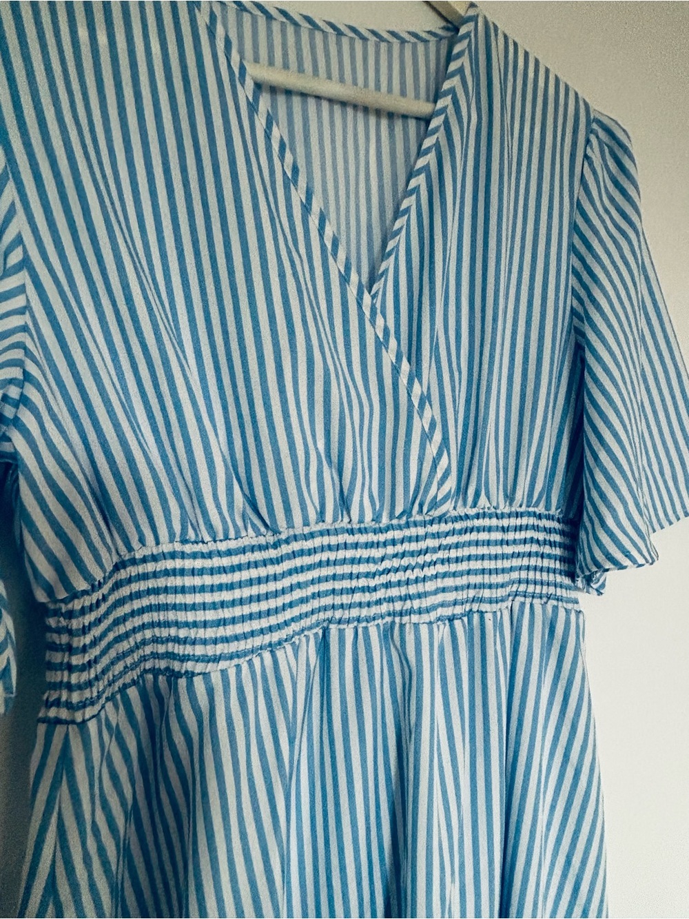 Blue and White Striped V-Neck Dress, New!